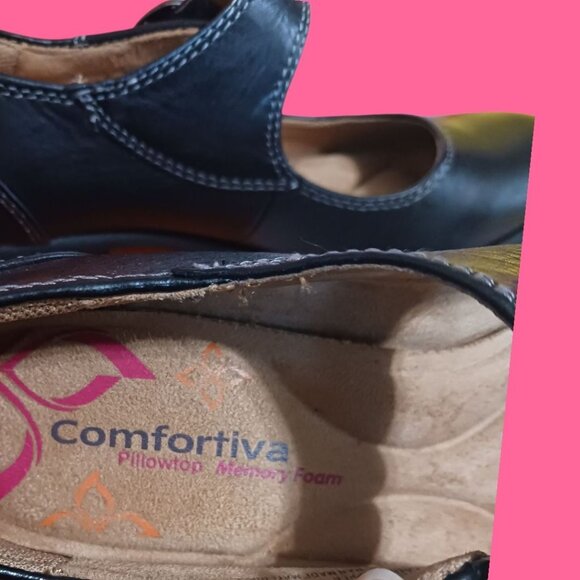 Comfortiva Womens Quanita Black Leather Mary Jane Shoes Size 6M - Picture 8 of 16